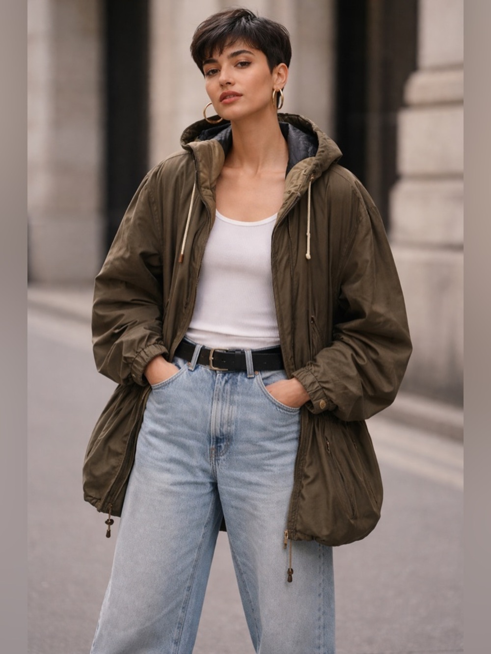 Authentic Burberrys Olive Green Hooded Parka Jacket